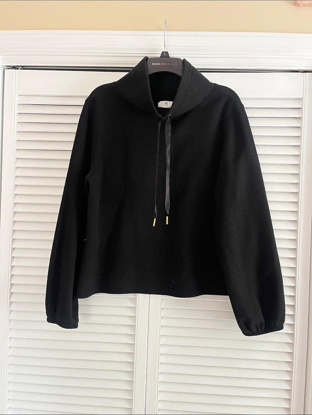 Dudley Stephens Black Drawstring Funnel Neck Women's Sweater